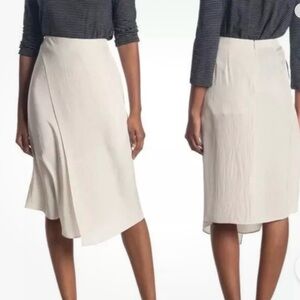 Vince MIDI Faux Wrap Skirt In Cream Champaign Size 8